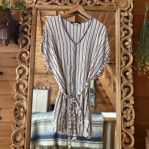 ZARA Linen Blend Tie Front Tunic - Picture 1 of 5